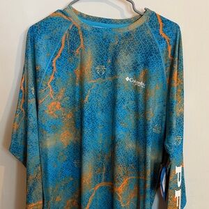 Columbia Blue & Orange Marbled Performance Long Sleeve